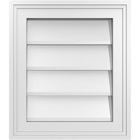 Ekena Millwork Vertical Surface Mount PVC Gable Vnt: Non-Functional, w/2"W x 1-1/2"H, Brickmould Frame, 14"W x 16"H GVPVE14X1602SN